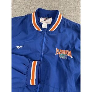 Vintage 90s Reebok Florida‎ Gators Bomber Jacket Blue Full Zip Men's L Lined